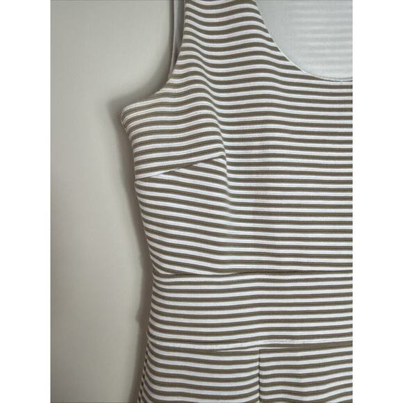 Banana Republic Tan and White Striped Sheath Dress size 14 - Picture 4 of 10